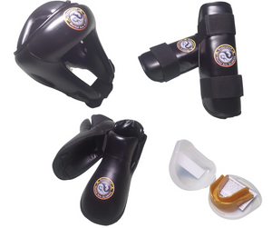 Sparring Bundle - Headguard, Gum Shield, Shin Pads & Full Contact Boots